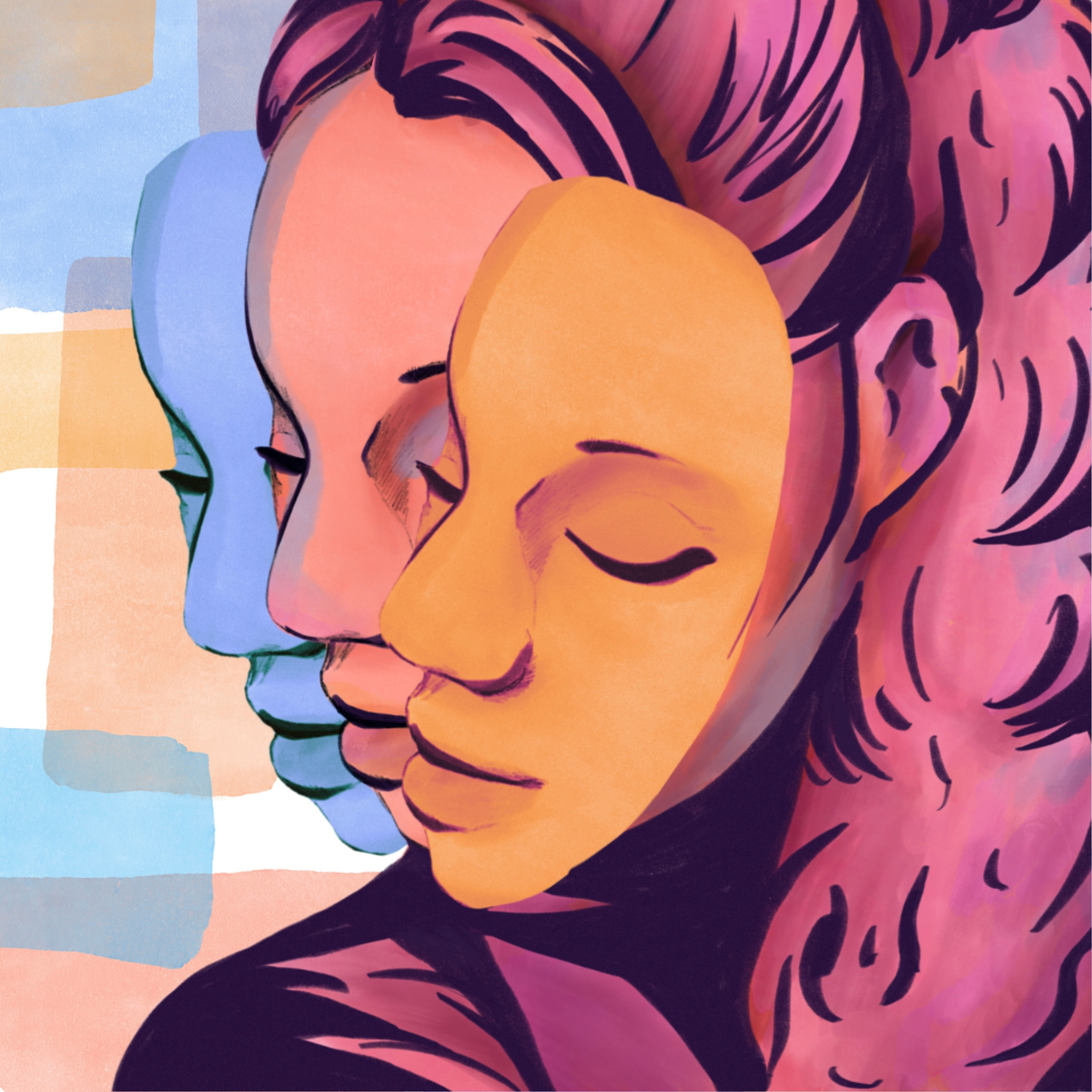 A painting of a women's face